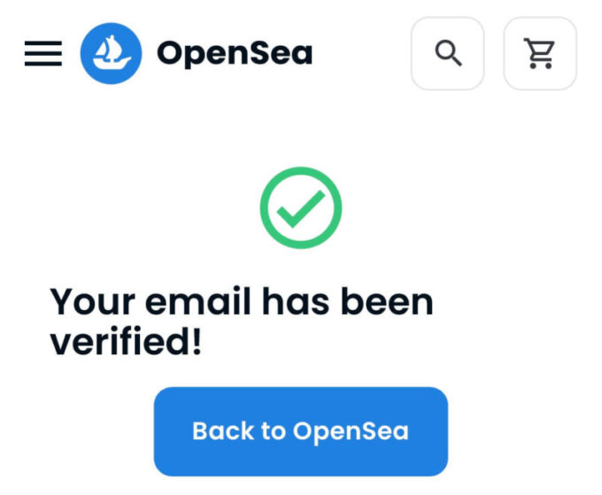 Openseaメールアドレス認証完了画像